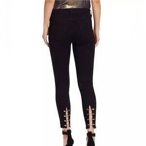 NWT L'Agence Black Nicolette High-Rise Ankle Skinny Safety Pin Jeans